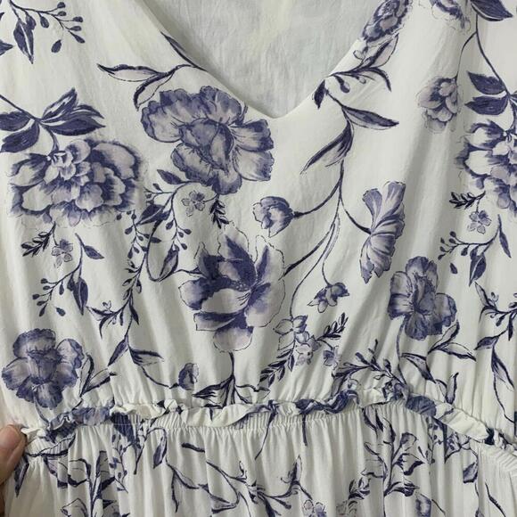 Women's Cynthia Rowley Floral Blue White MIDI Dress Size S Cottagecore Garden​​​ - Picture 8 of 10